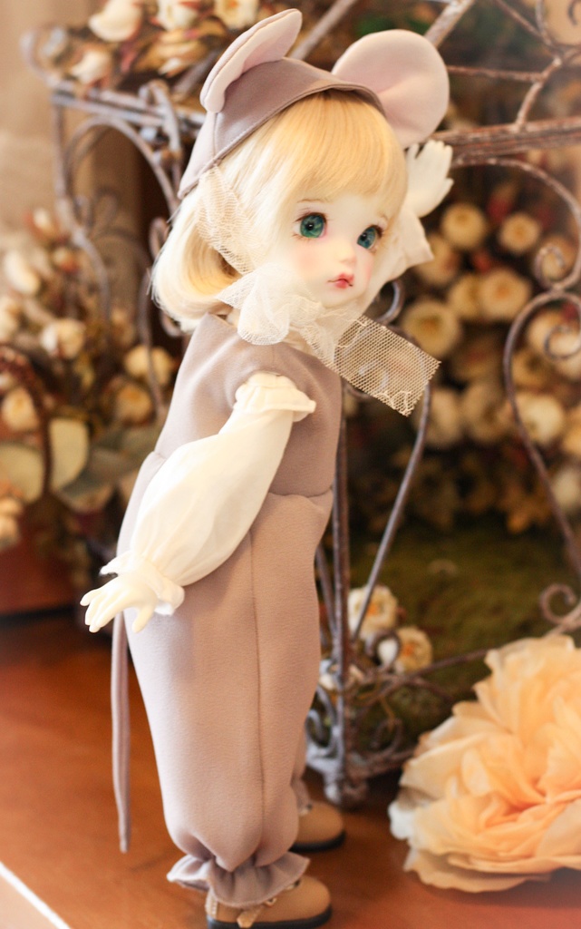 (iMda30着用)ねずみオールインワン&ブラウスセット