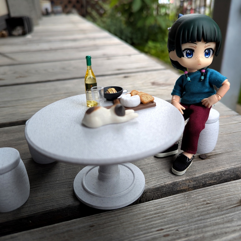 Chinese Period Drama Style Stone Table and Chairs (中国系石風テーブルとイスセット)