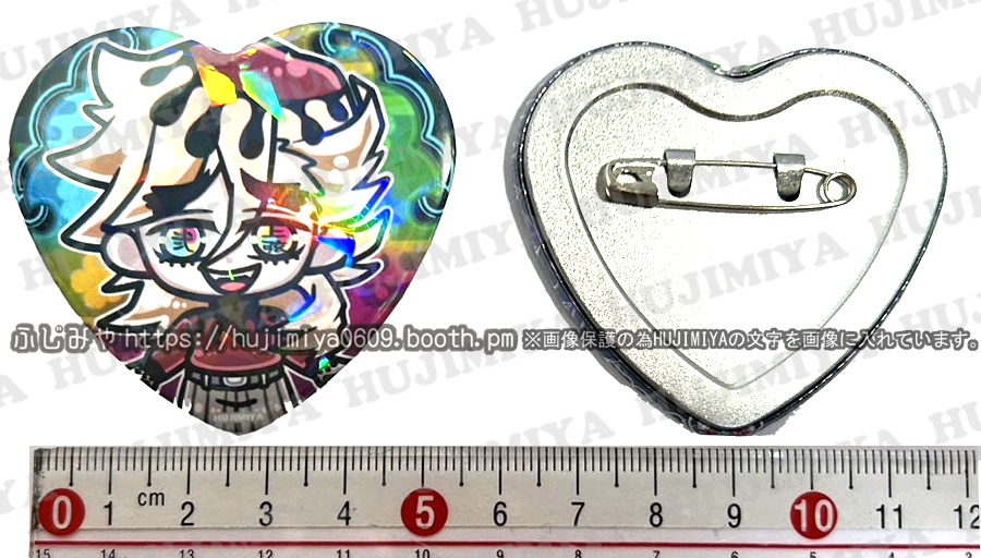 鬼滅の刃★ハート型ホログラム缶バッチ★鬼