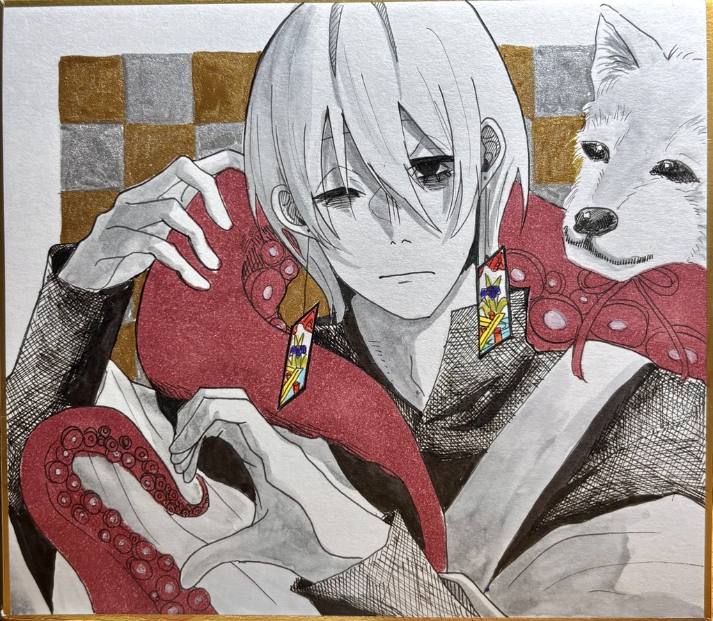 直筆ミニ色紙（垣田+式神）