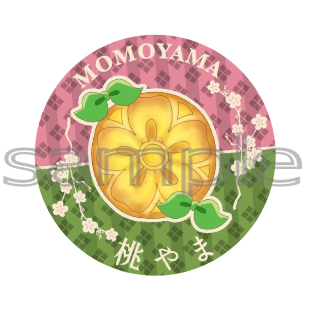 桃やま缶バッジ