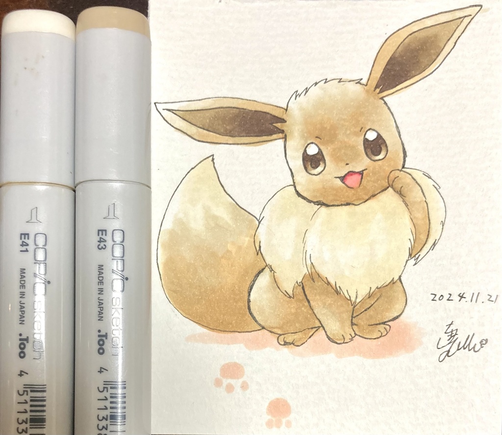 ポケモン イーブイ 手描きイラスト 1日1絵ちま イーブイの日