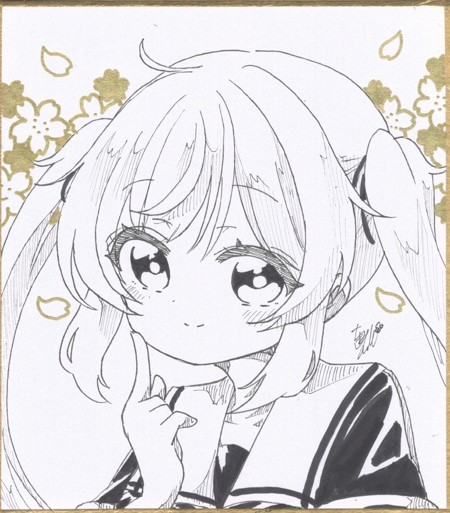 艦これ ミニ色紙 村雨 白黒金