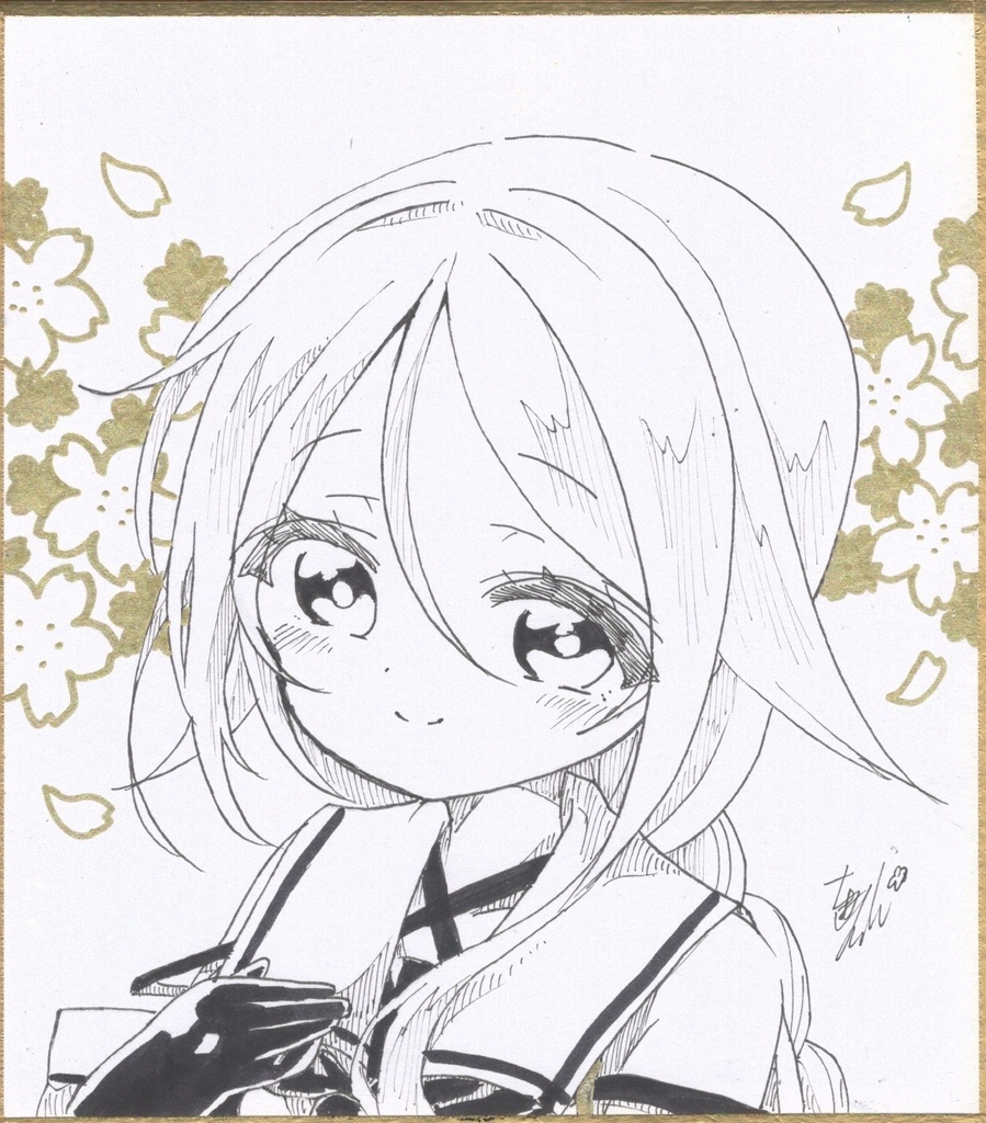 艦これ ミニ色紙 海風 白黒金