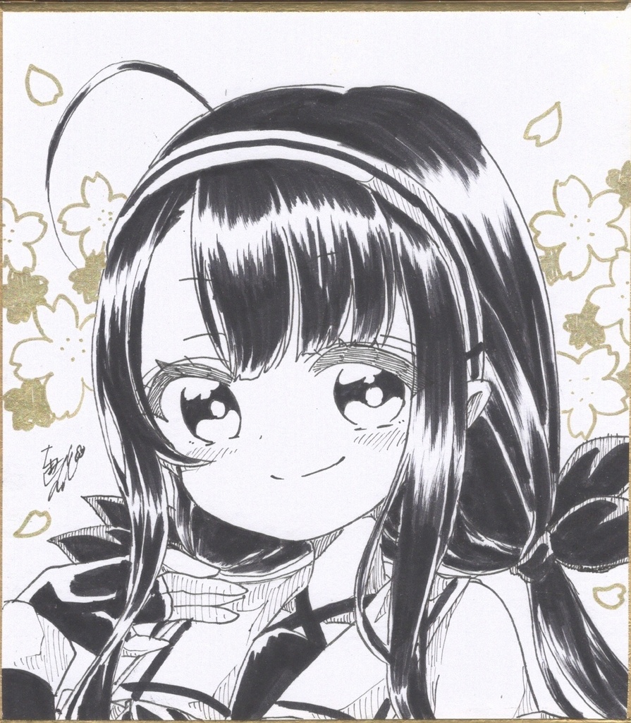 艦これ ミニ色紙 江風 白黒金