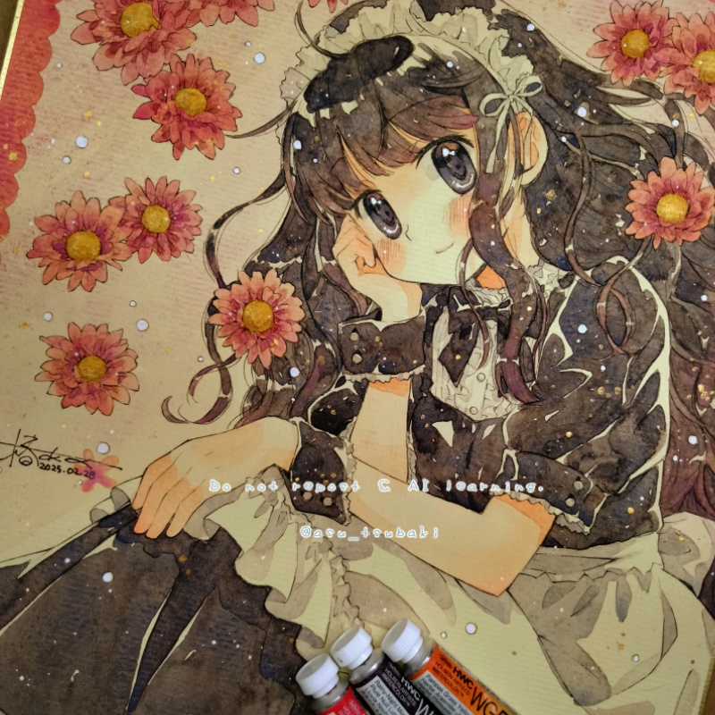 イラスト色紙　メイドさん