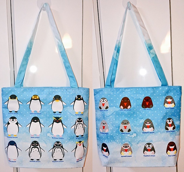 ファスナートートバッグ（ペンギン親子柄）