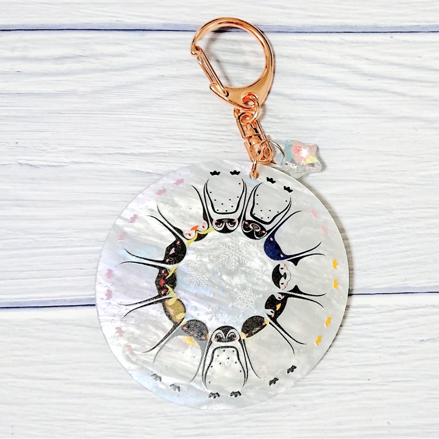 アクリルキーホルダー(ペンギンぎゅうぎゅう、偏光プリズム南極ドーム)