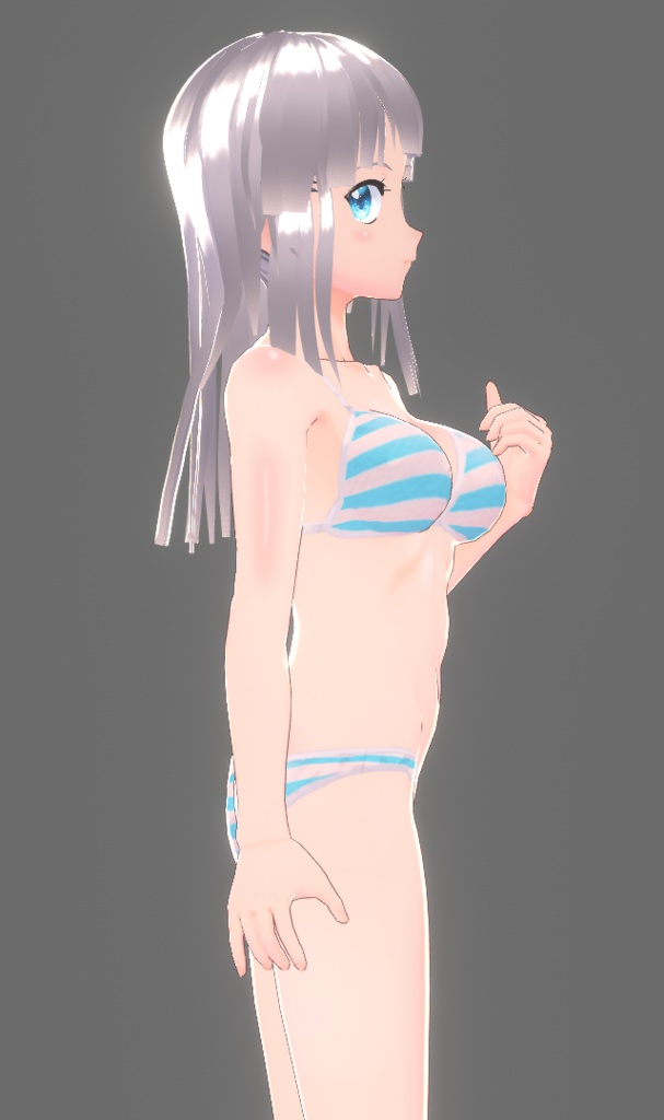 無料縞パンツと白肌(VRoid用テクスチャ、Vroidテクスチャ)