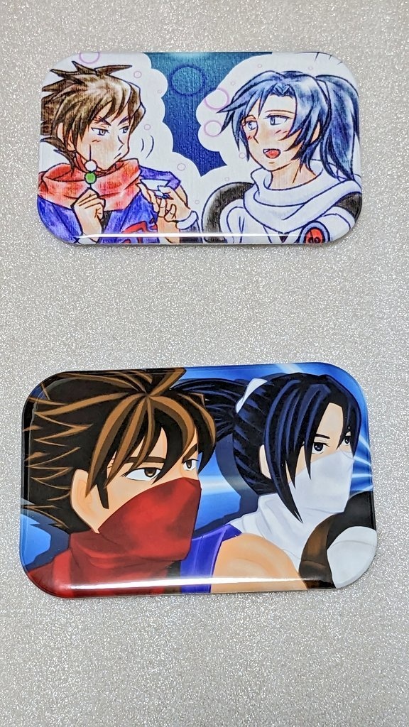 ストライダー飛竜&飛燕 スクエア缶バッジ(タッグ戦ver.)