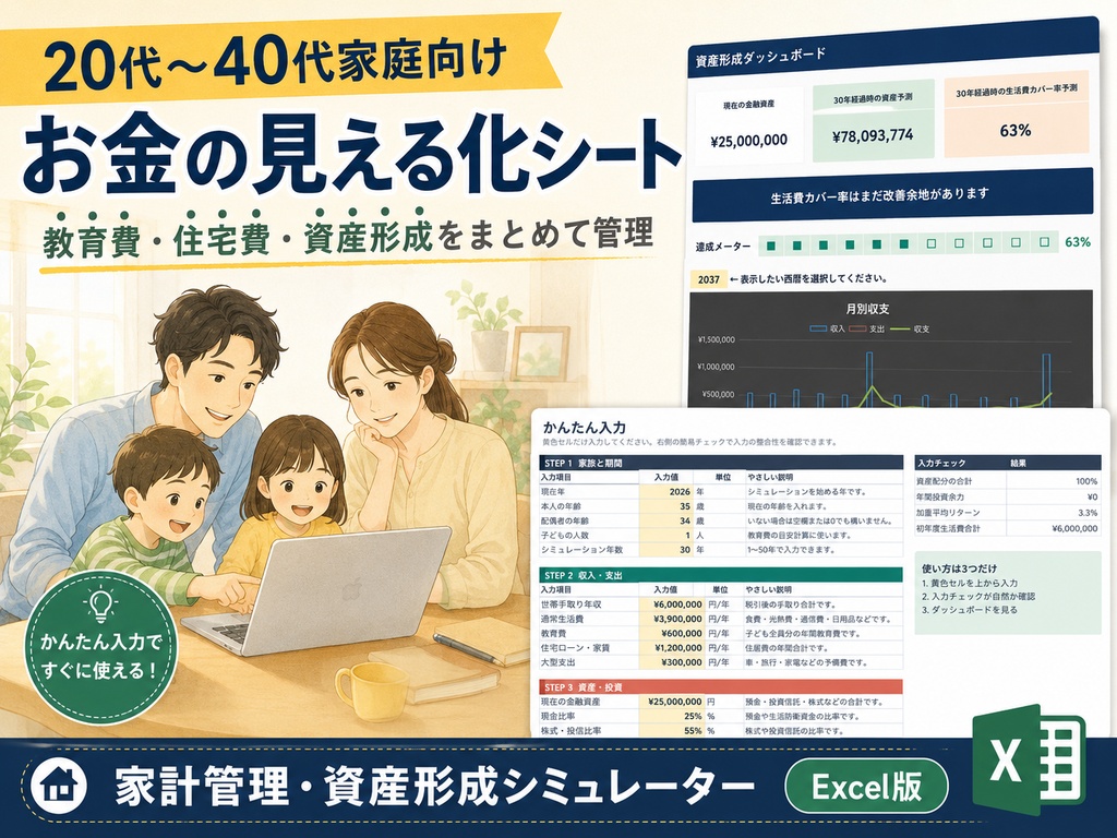 かんたん入力で使える 家計・資産形成シミュレーター Excelテンプレート