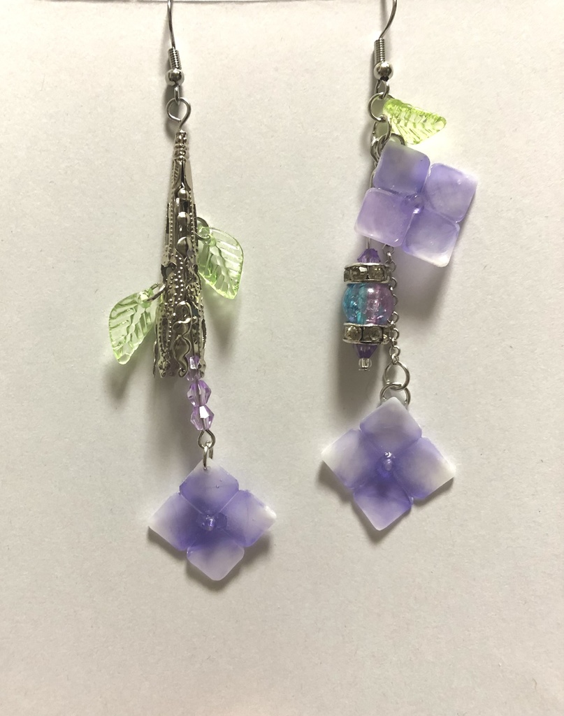 【創作】紫陽花　紫（ピアス/イヤリング変更可能）