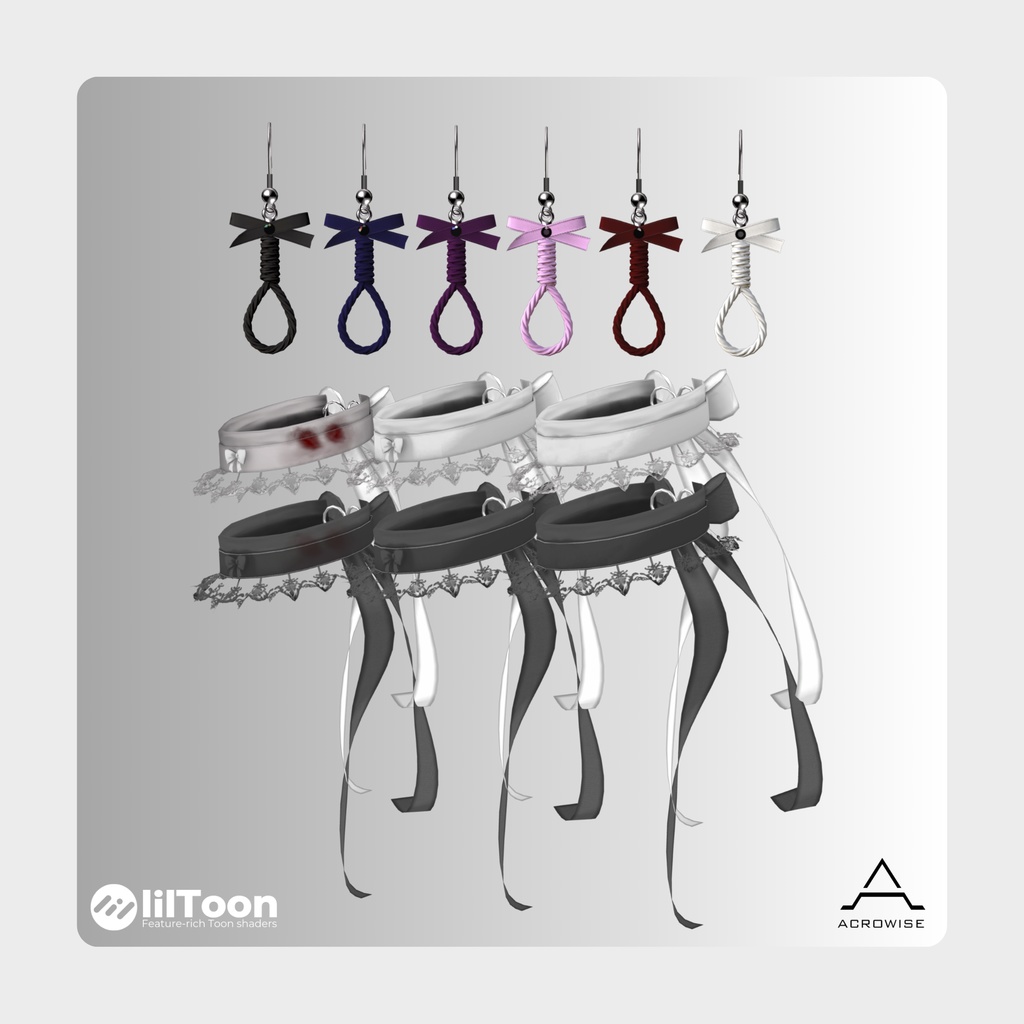 【VRChat向けアクセサリー】Undead(イアリング・チョーカー)