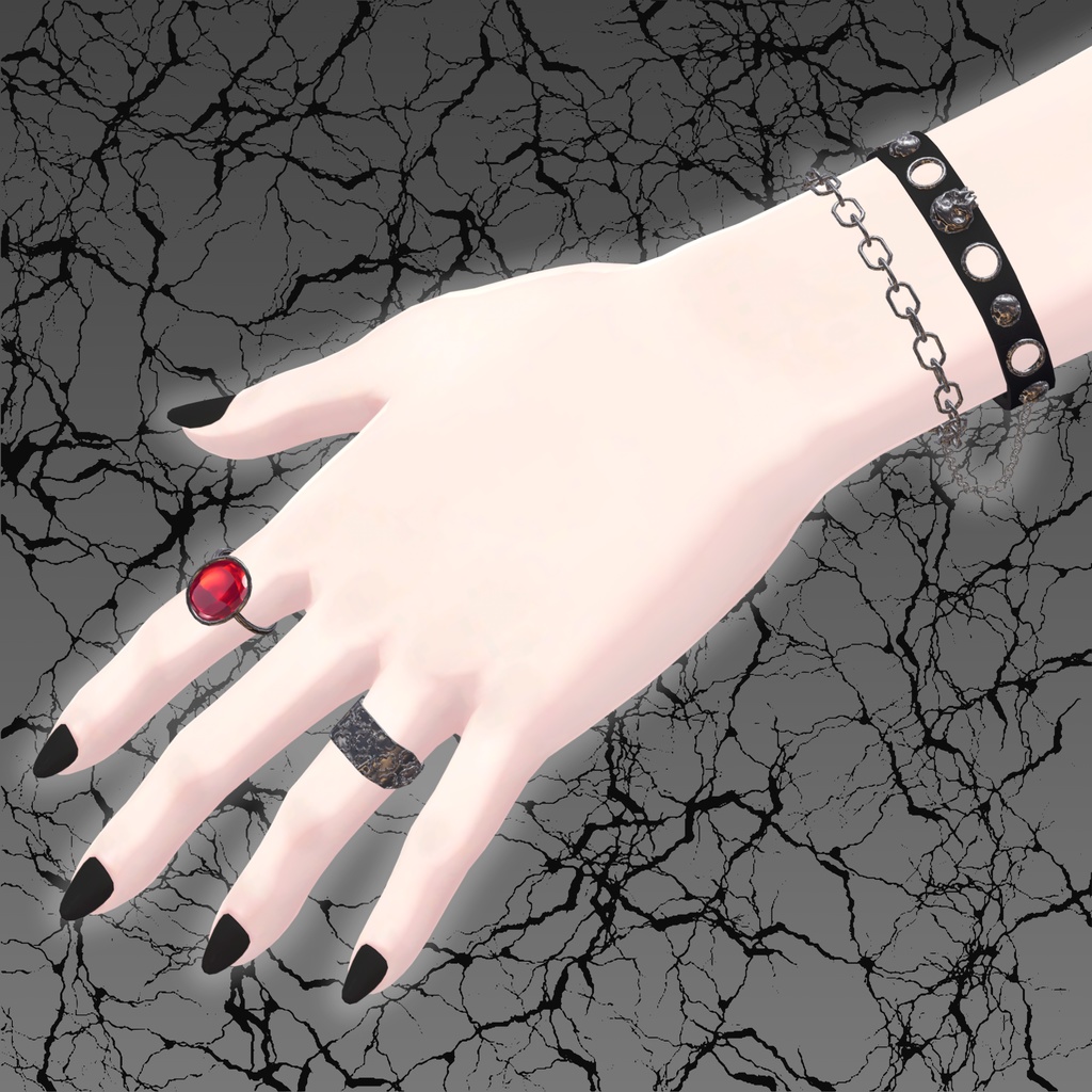 【VRChat向けアクセサリー】Scarlet(ブレスレット、指輪)