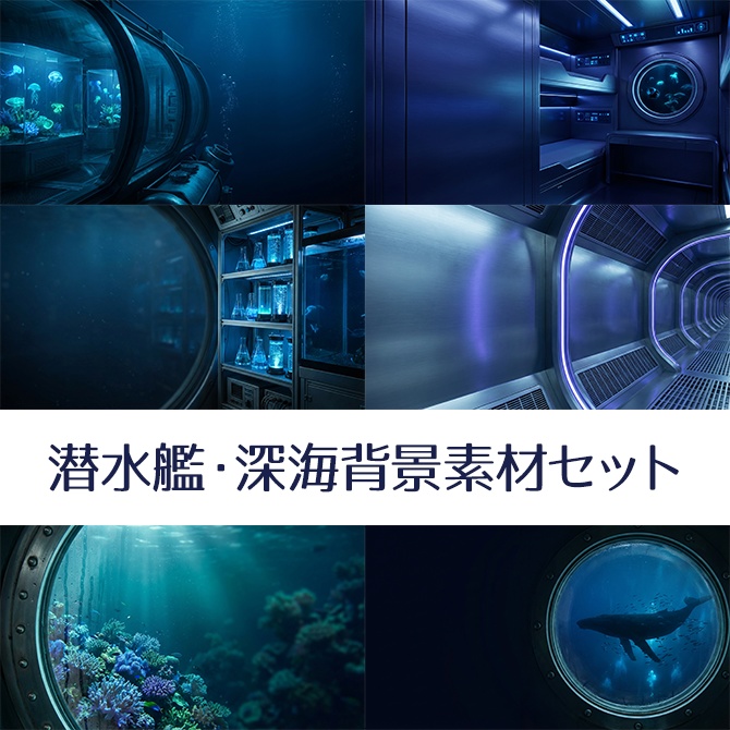 青色潜水艦・深海背景集