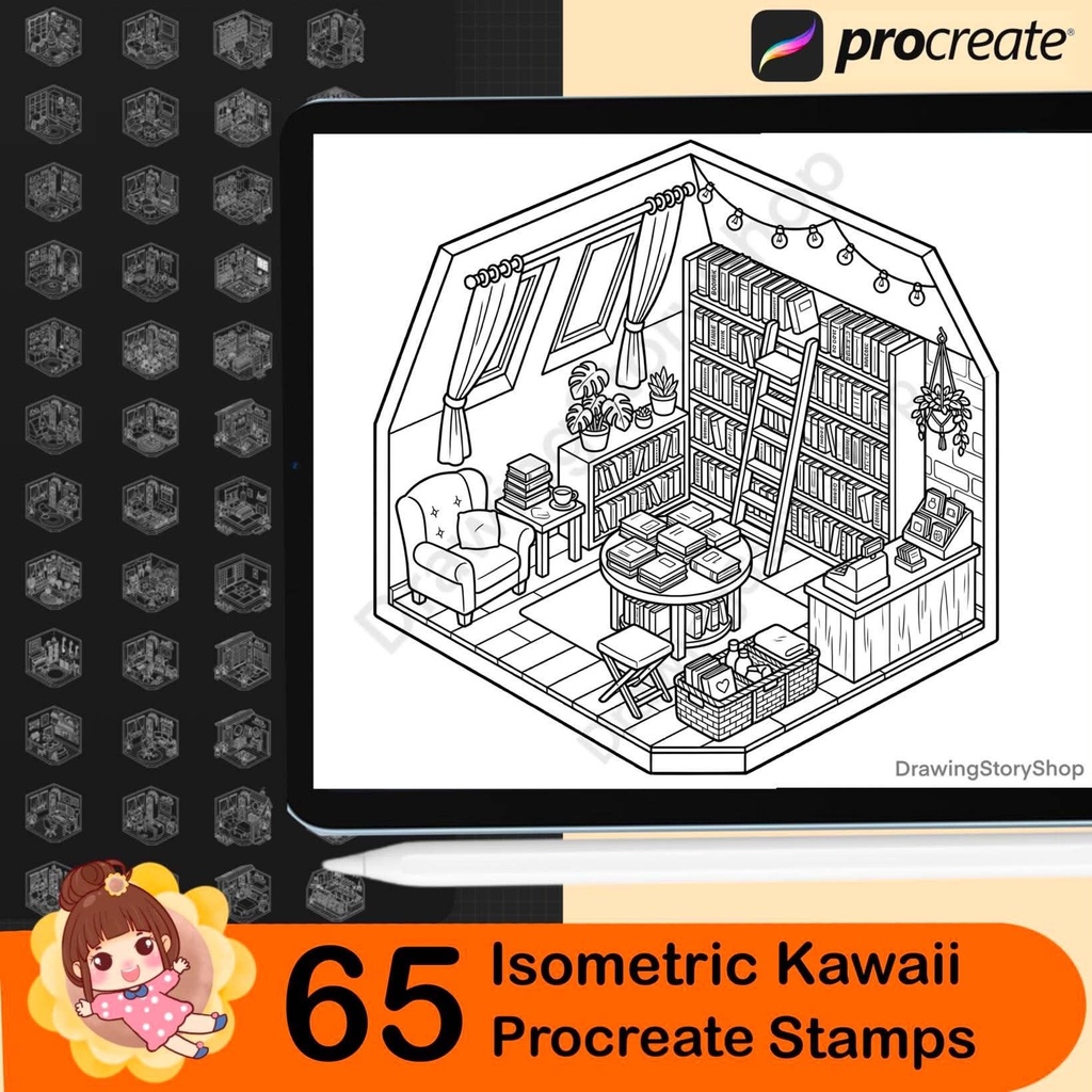 65 Procreate Cozy Life Isometric Stamps – Everyday Room & Lifestyle Brushes