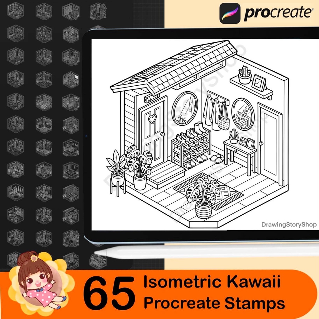 65 Procreate Cozy Life Isometric Stamps – Everyday Room & Lifestyle Brushes