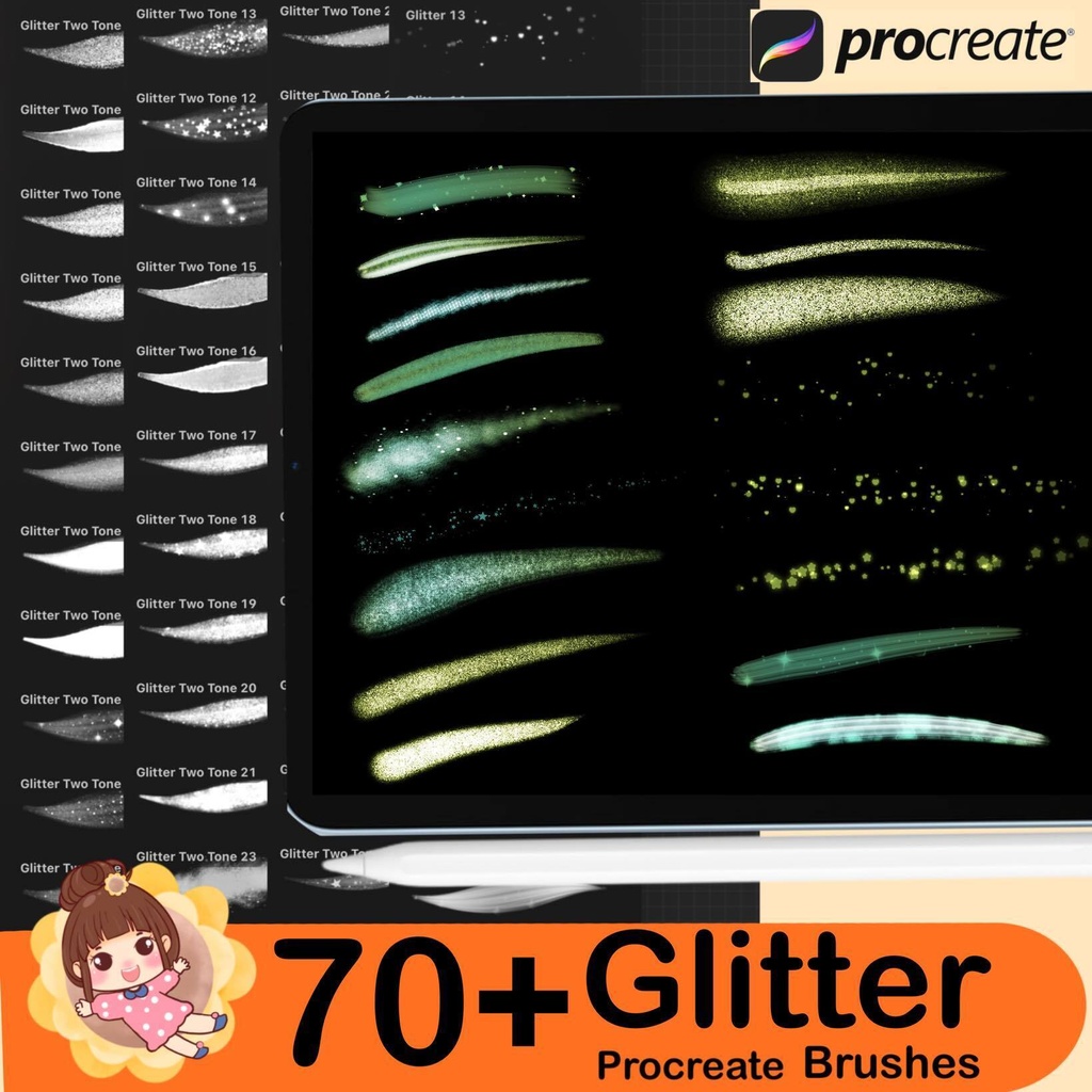 70+ Procreate Brushes GLITTER Brush Procreate Brush Bundle Sparkle Procreate Brushes Lettering Glitter, Strokes 3D Procreate Glitter Brush
