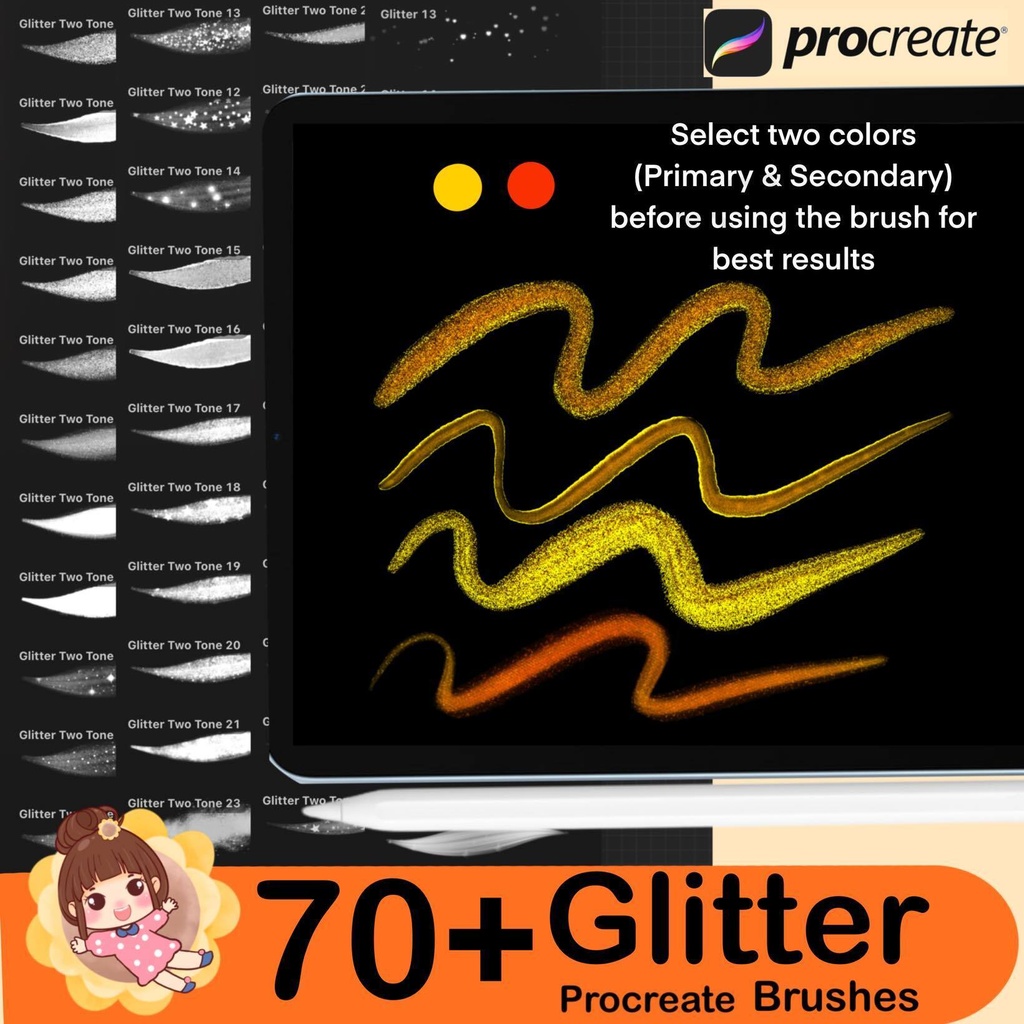 70+ Procreate Brushes GLITTER Brush Procreate Brush Bundle Sparkle Procreate Brushes Lettering Glitter, Strokes 3D Procreate Glitter Brush