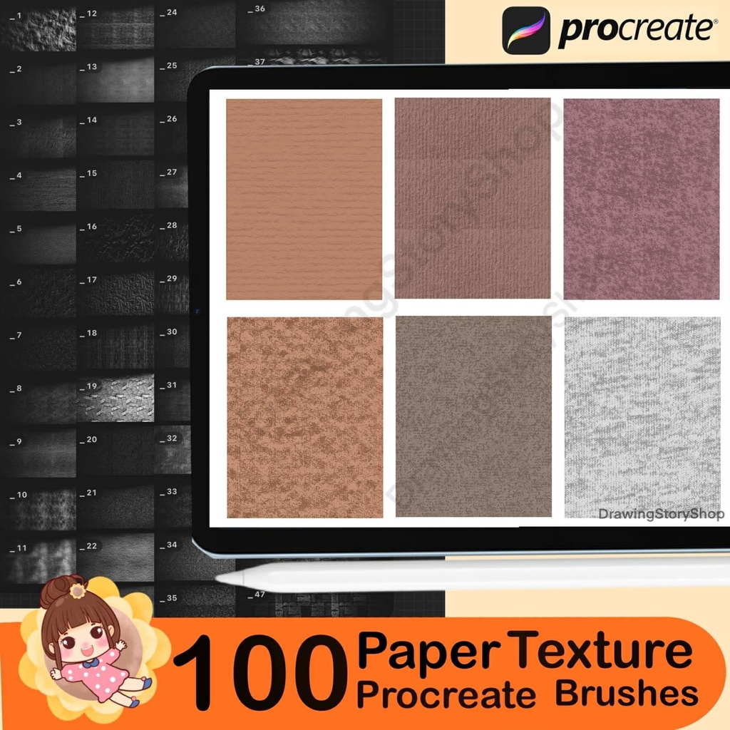 100 Procreate Paper Texture Stamp Brushes, Procreate Paper Canvases, Paper Textures Procreate, Watercolor Paper Procreate,Notebook Procreate