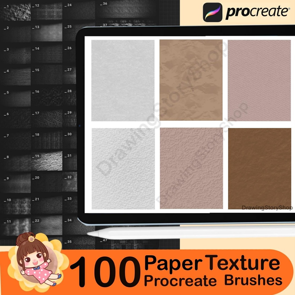 100 Procreate Paper Texture Stamp Brushes, Procreate Paper Canvases, Paper Textures Procreate, Watercolor Paper Procreate,Notebook Procreate