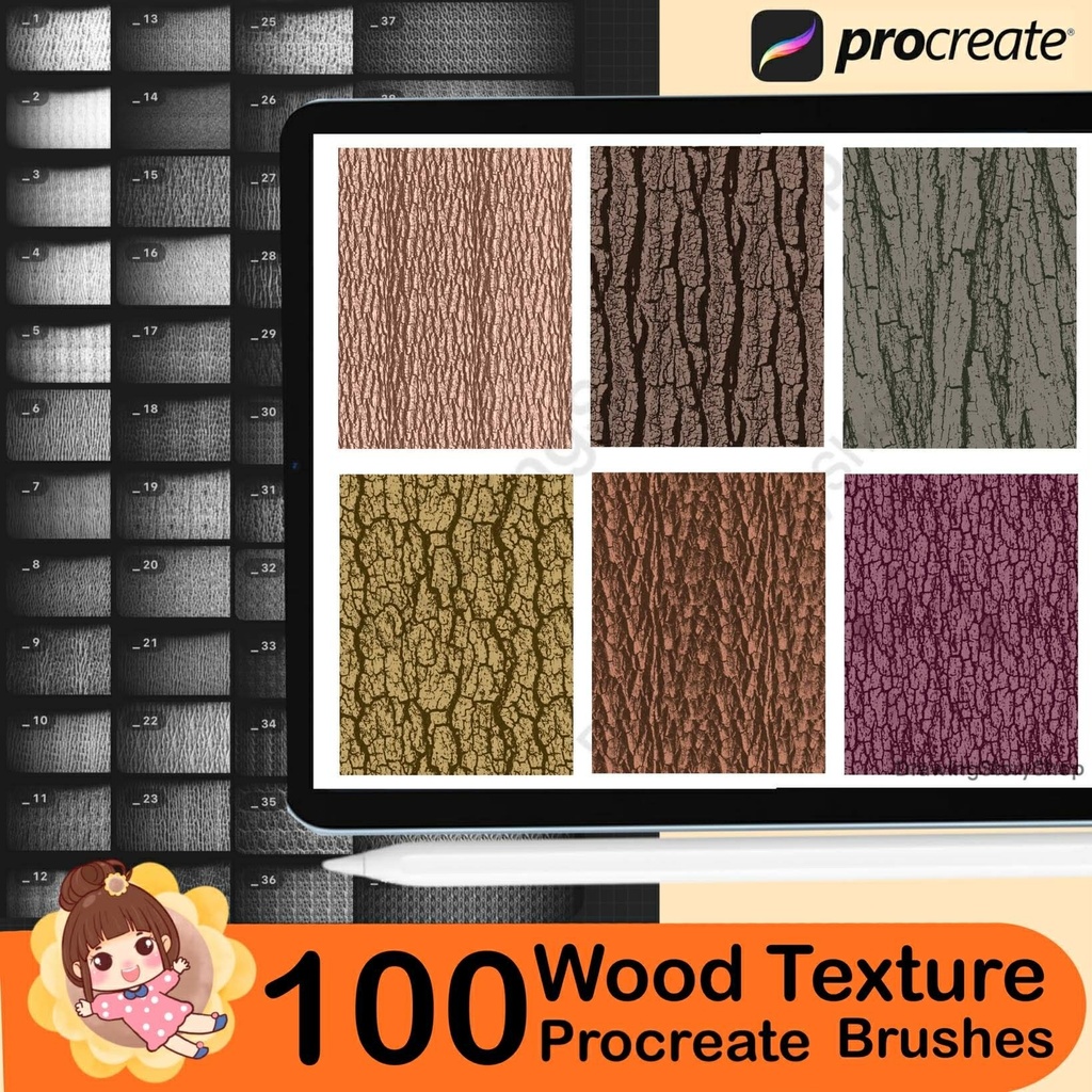 100 Procreate Wood Texture Brushes | Wooden Brushes for Procreate | Procreate Wooden Floor | Procreate Wood Patterns |Procreate Wood Grain