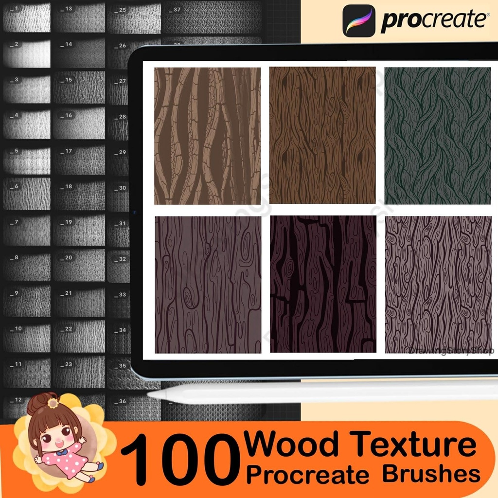 100 Procreate Wood Texture Brushes | Wooden Brushes for Procreate | Procreate Wooden Floor | Procreate Wood Patterns |Procreate Wood Grain