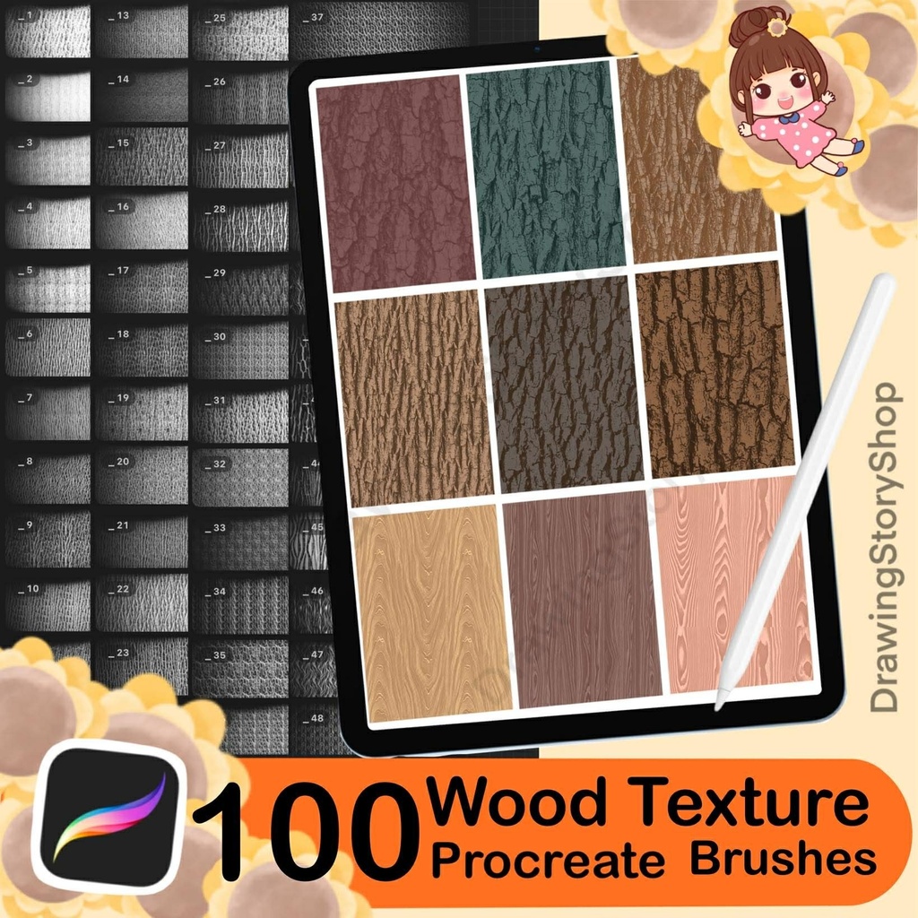 100 Procreate Wood Texture Brushes | Wooden Brushes for Procreate | Procreate Wooden Floor | Procreate Wood Patterns |Procreate Wood Grain