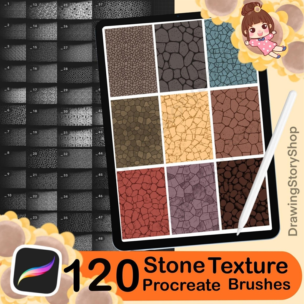 120 Procreate Stone Textures | Stone Procreate Texture Seamless Brushes | Interior Procreate Stone Wall | Exterior Procreate Stone Paving