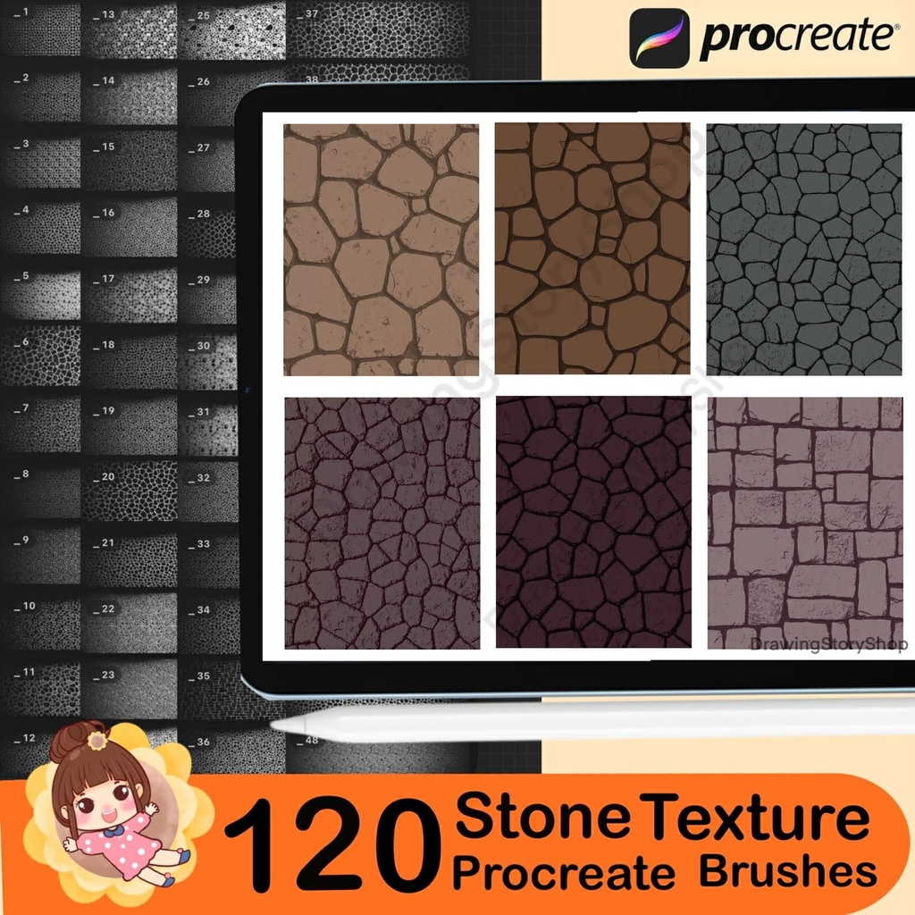 120 Procreate Stone Textures | Stone Procreate Texture Seamless Brushes | Interior Procreate Stone Wall | Exterior Procreate Stone Paving