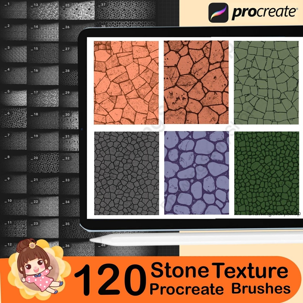 120 Procreate Stone Textures | Stone Procreate Texture Seamless Brushes | Interior Procreate Stone Wall | Exterior Procreate Stone Paving