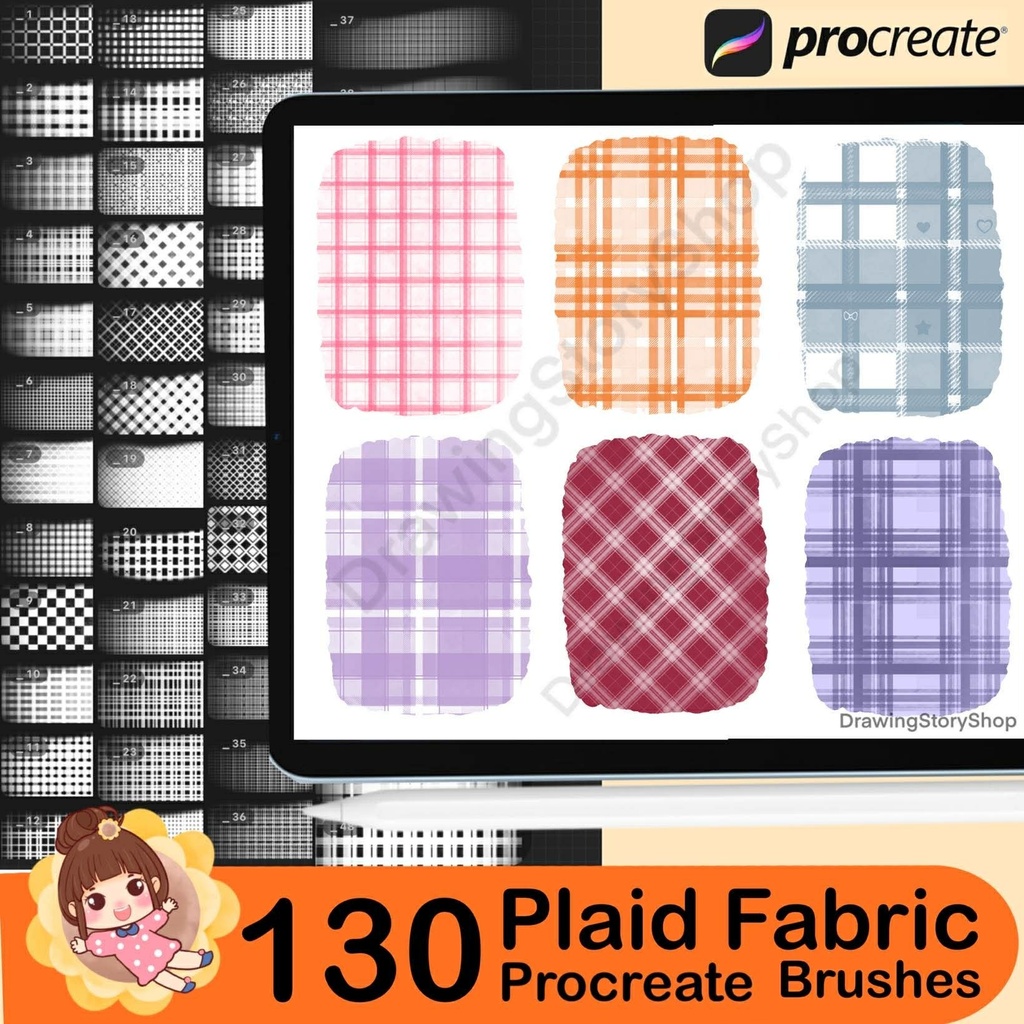 130 Plaid Fabric PROCREATE Brush | Drawing Brush Set | PROCREATE brush set | Illustration | Fabric Texture