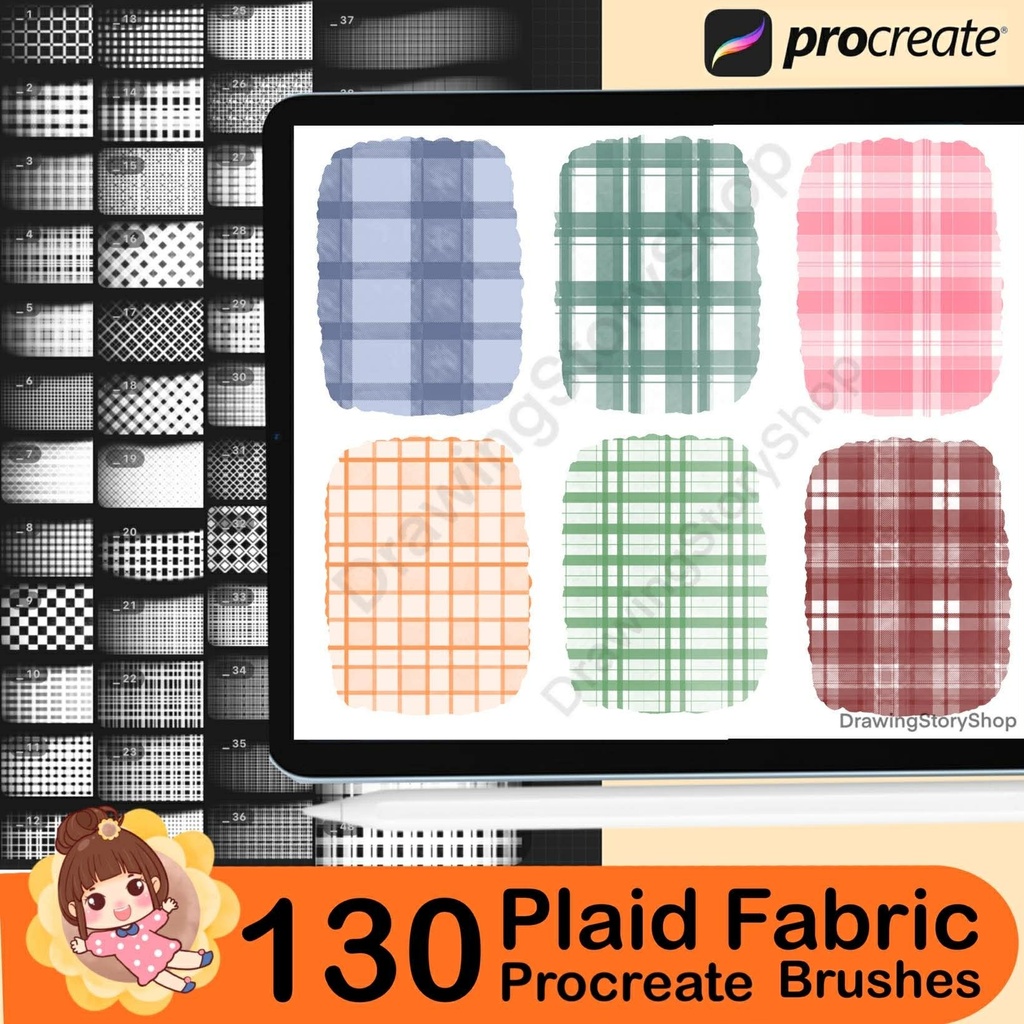 130 Plaid Fabric PROCREATE Brush | Drawing Brush Set | PROCREATE brush set | Illustration | Fabric Texture