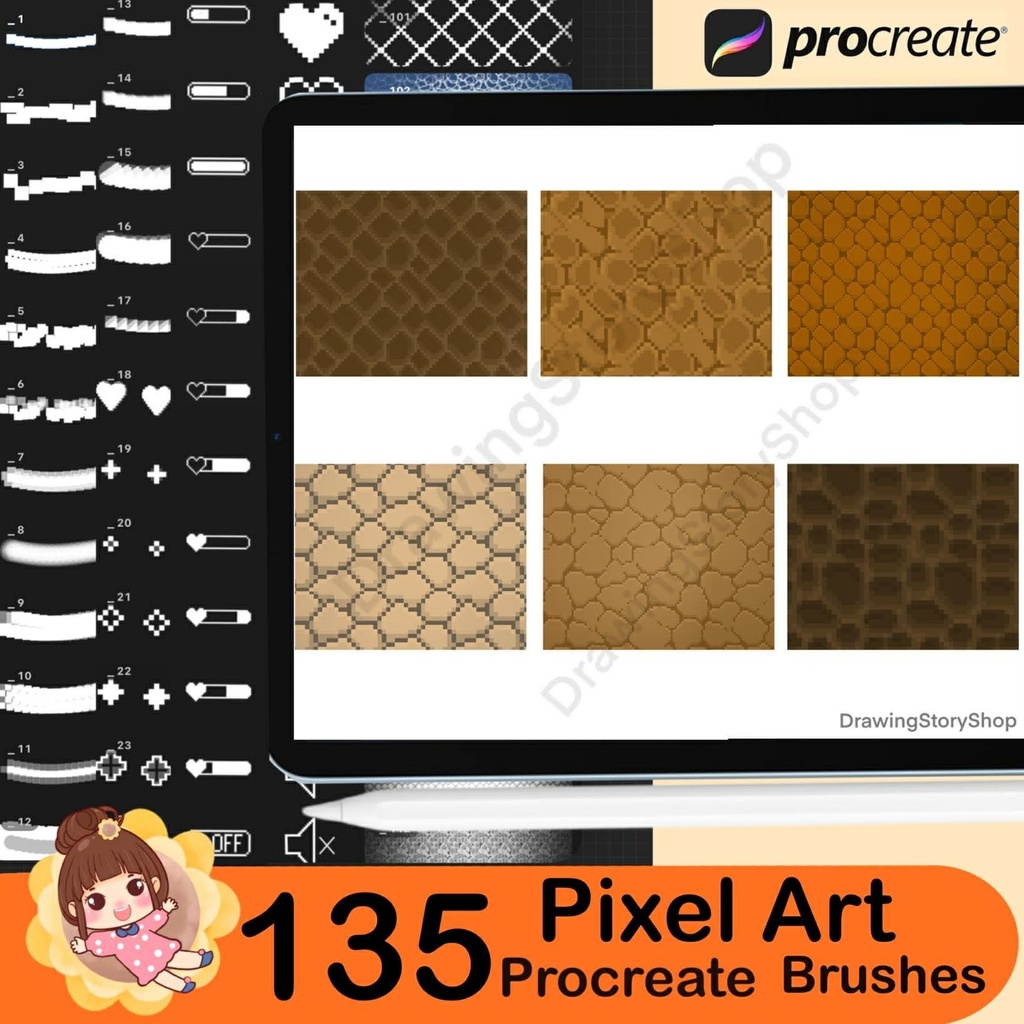 135 Procreate Pixel Brushes: Ultimate Pixel Brush Pack, Perfect for 8bit Art, Pixel Lineart, Foliage, Emoji, and Text Creation
