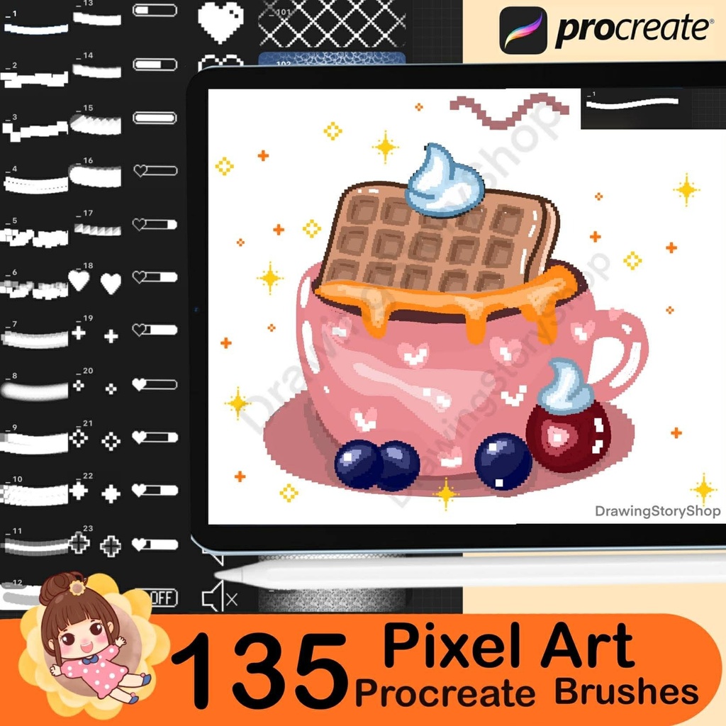 135 Procreate Pixel Brushes: Ultimate Pixel Brush Pack, Perfect for 8bit Art, Pixel Lineart, Foliage, Emoji, and Text Creation