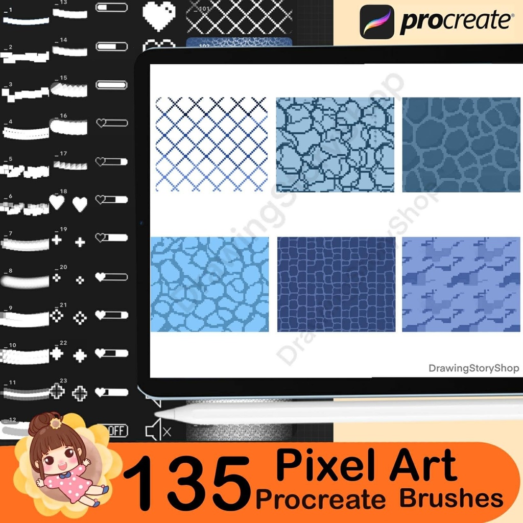 135 Procreate Pixel Brushes: Ultimate Pixel Brush Pack, Perfect for 8bit Art, Pixel Lineart, Foliage, Emoji, and Text Creation