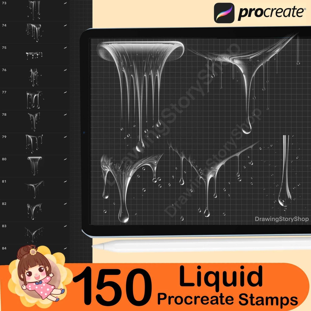 150 Procreate liquid stamps,milk liquid stamps ,milk brushes, liquid brushes,Water splashes,Water liquid ,Water Drops