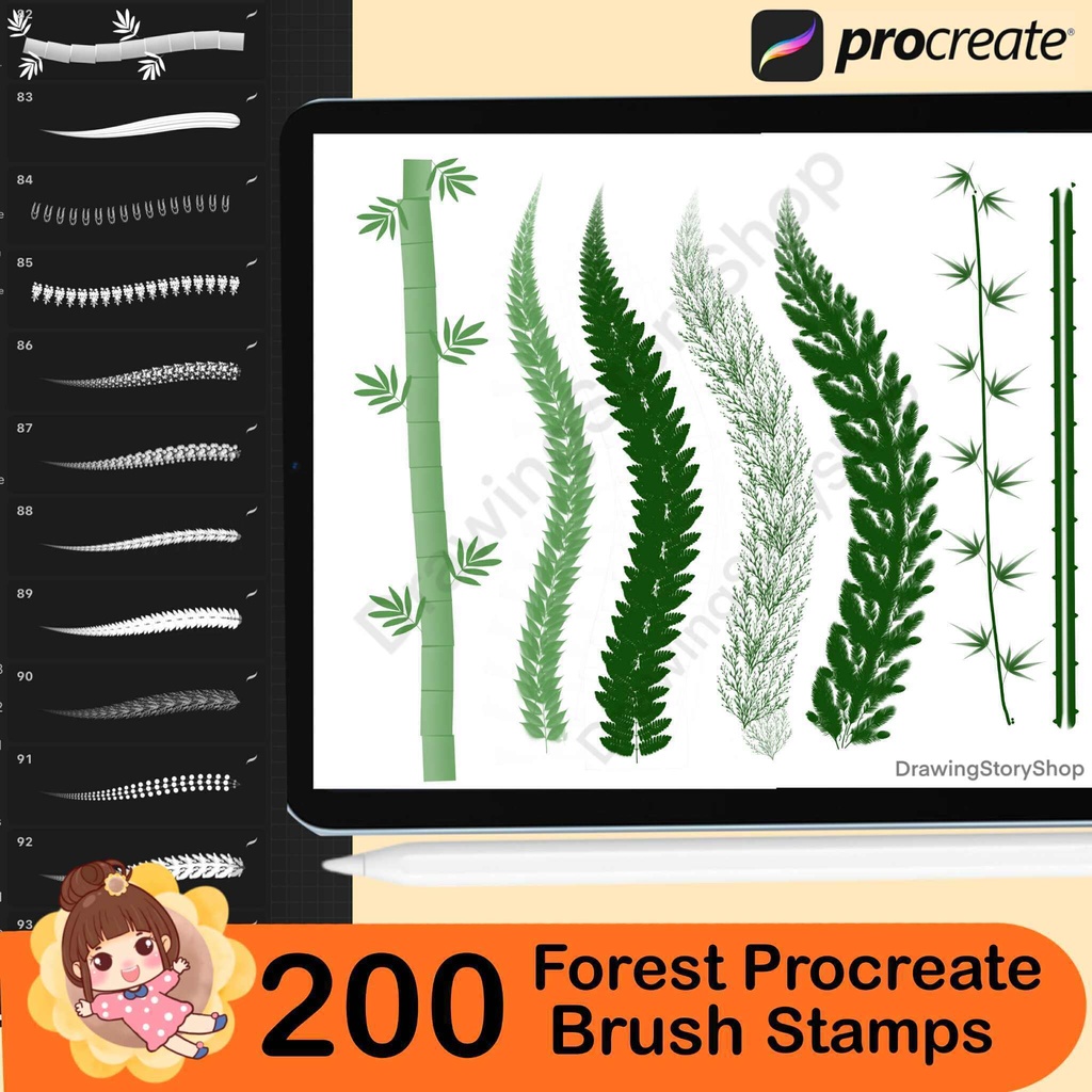 200 Forest Procreate brushes ,Nature Procreate environment brushes ,Procreate foliage brushes ,Procreate trees ,grass brushes,Flower brushes