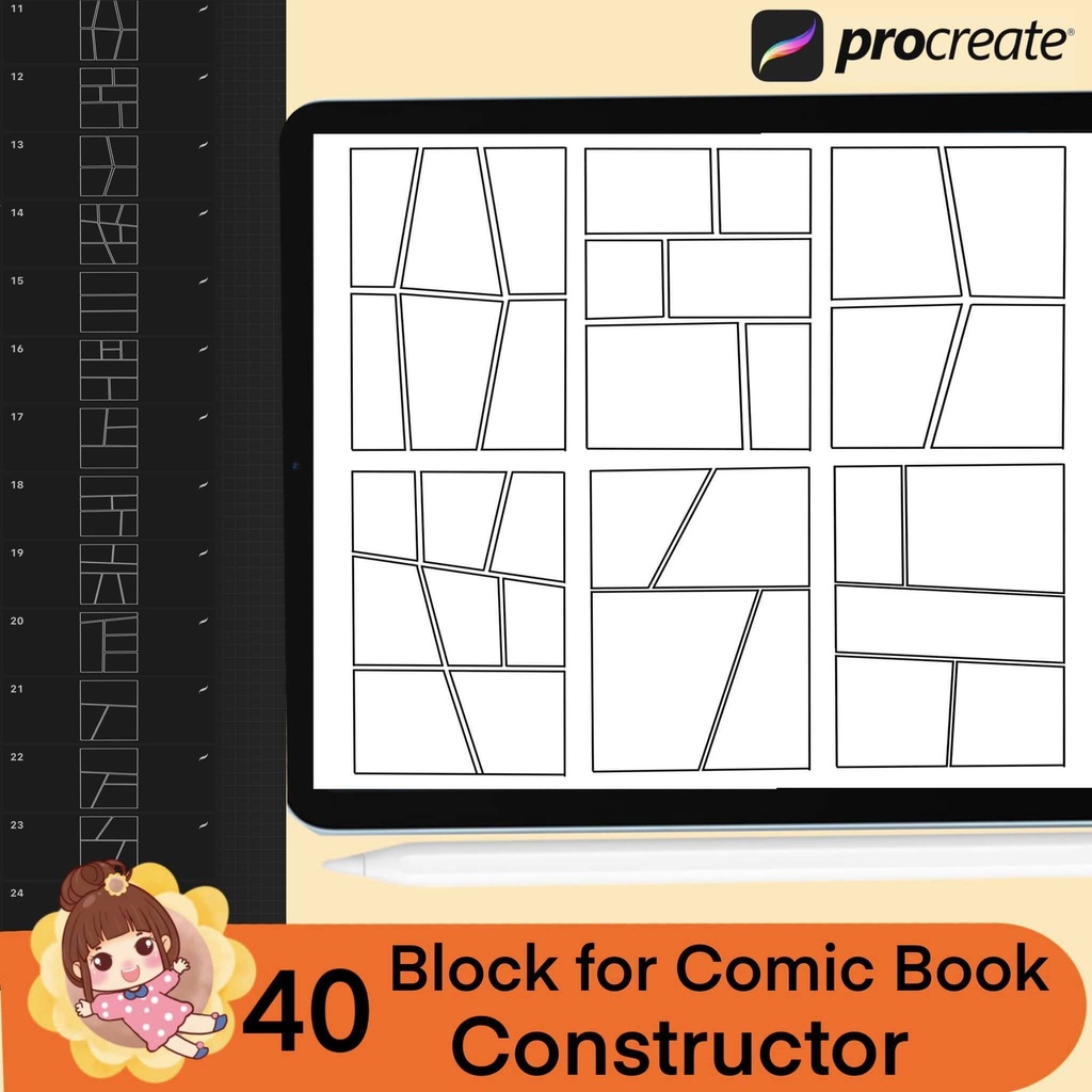 200 Procreate Comic Maker Stamp Brushes, Comic Storyboard Template Builder, Comic Pop Art Bubble Stamp Brushes, Comic Book Constructor