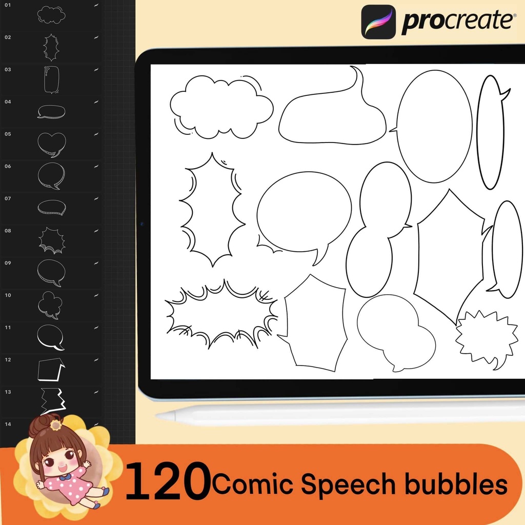 200 Procreate Comic Maker Stamp Brushes, Comic Storyboard Template Builder, Comic Pop Art Bubble Stamp Brushes, Comic Book Constructor
