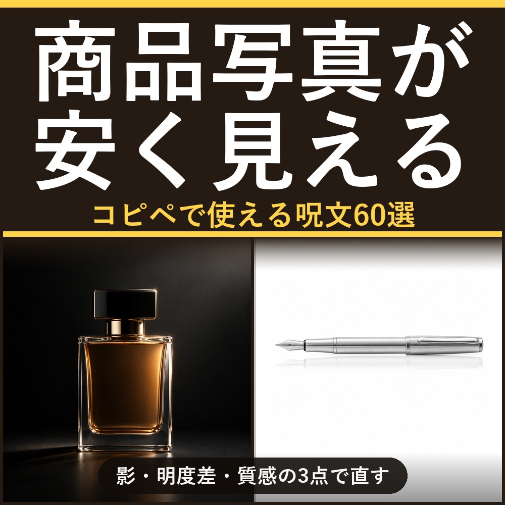 【物撮り・商品写真】AI画像生成プロンプト60選 物撮り・商品写真編|同人グッズ/アクセサリー/ハンドメイド/食品の告知画像に