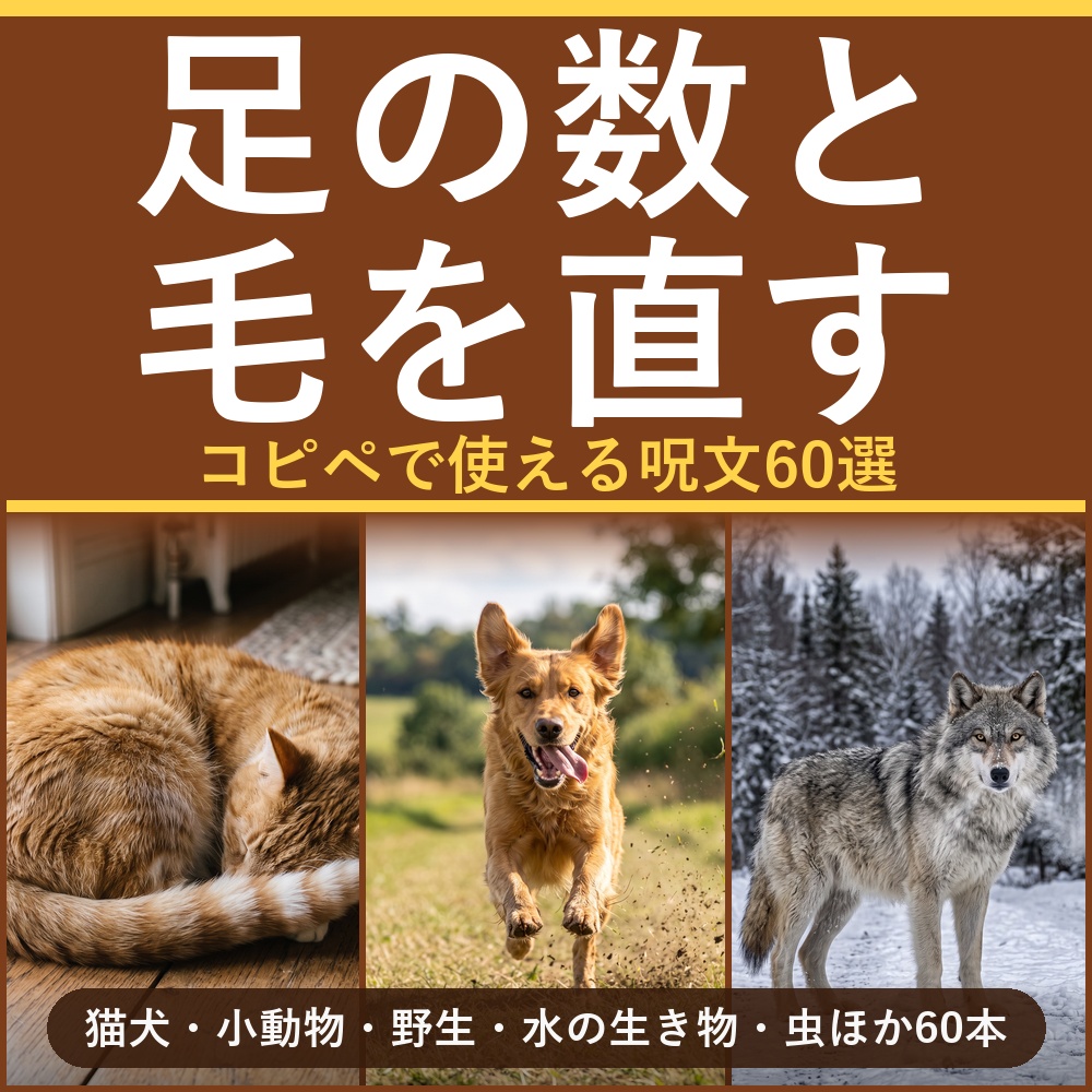 【足の数と毛を直す】AI画像生成プロンプト60選 動物・生き物編｜猫犬/小動物/野生/水の生き物/虫ほか60本