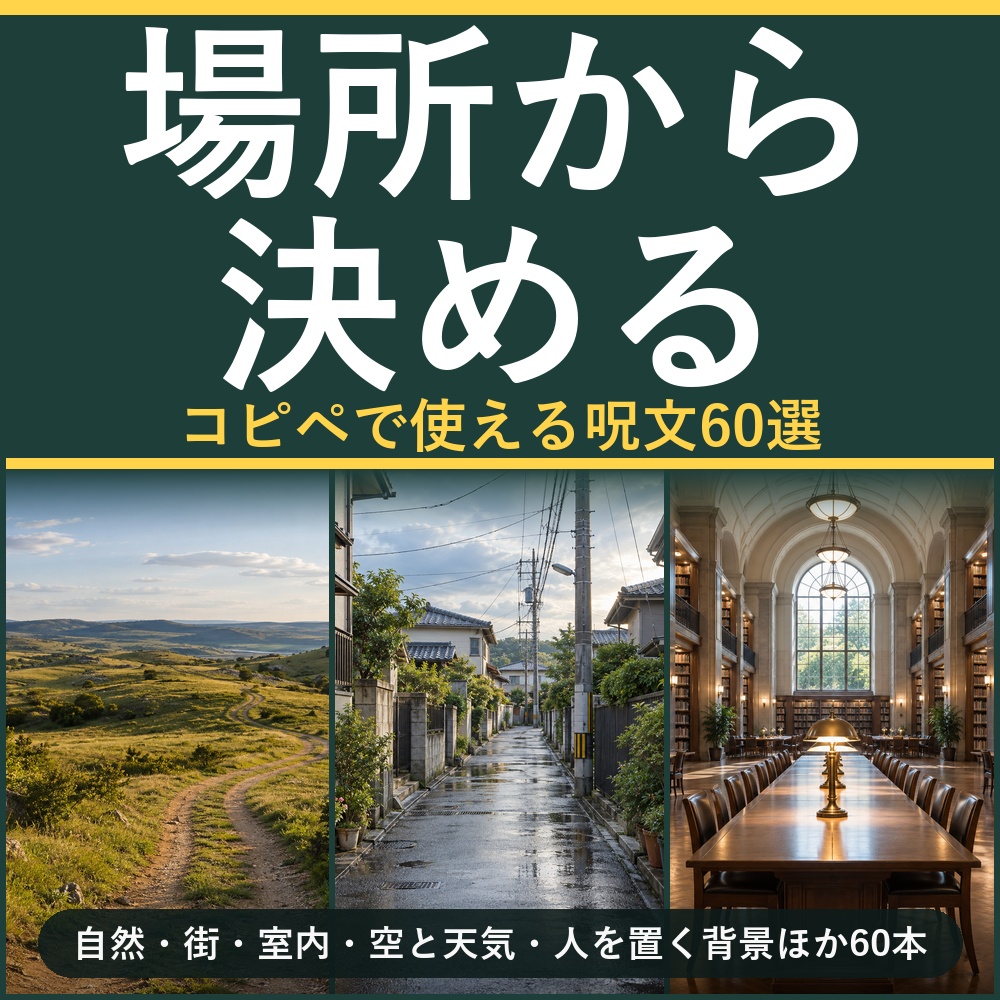 【場所から決める】AI画像生成プロンプト60選 背景・風景編｜自然/街/室内/空と天気/人を置く背景ほか60本