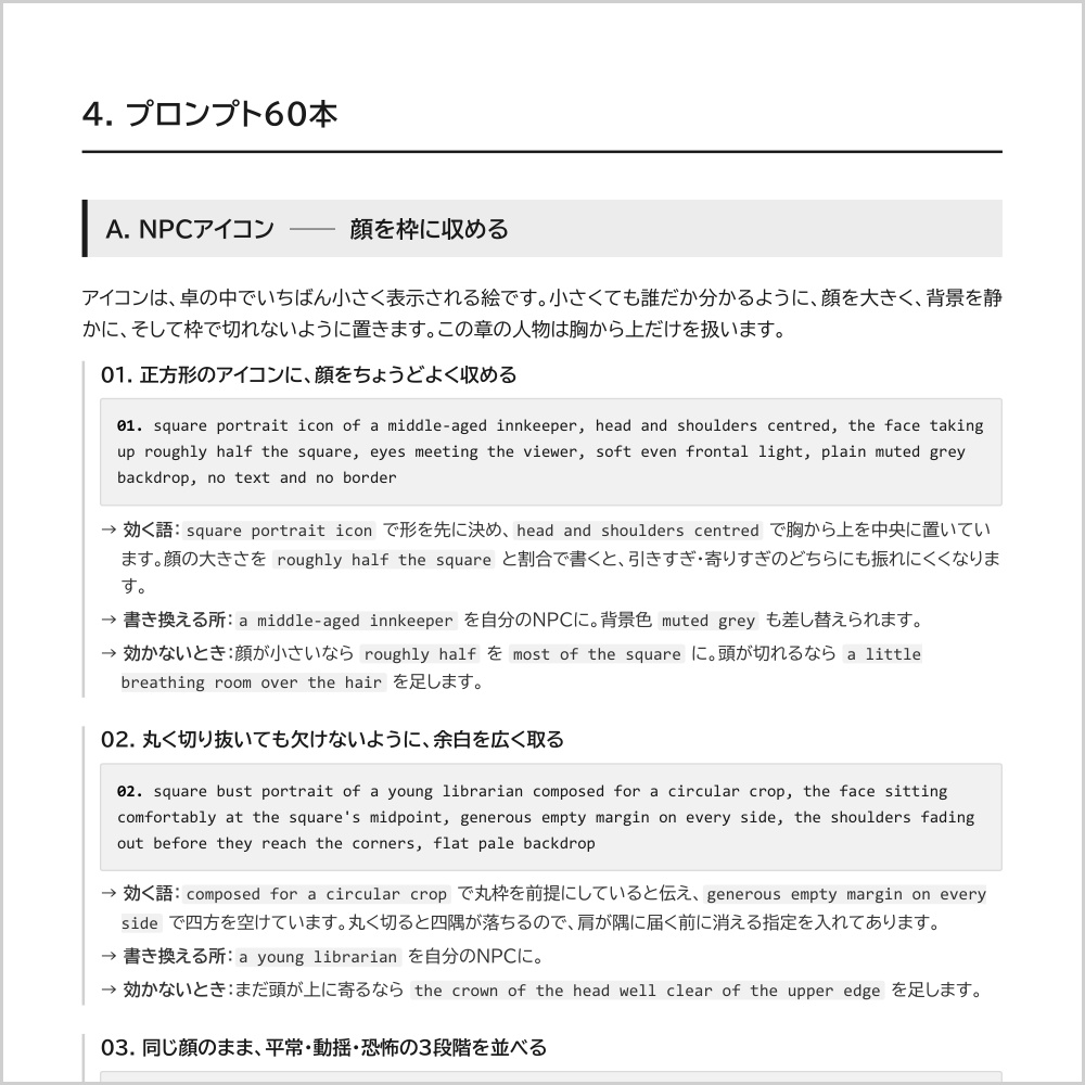 【16冊ぶんをひとつに】AI画像生成プロンプト840本+光の言葉360語|キャラ/背景/構図/画風/衣装/動物/色/文字/直し/TRPG