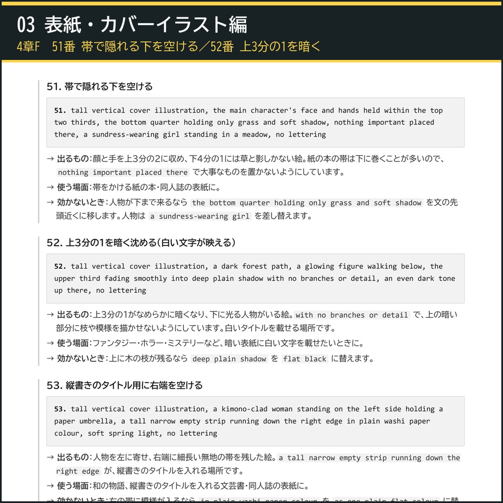 【絵柄をそろえ、中身と表紙を作る】AI画像生成プロンプト60選 本づくり5冊セット|画風+漫画コマ+表紙カバー+文字ロゴ+描き直し+工程表