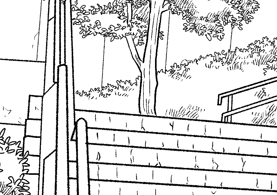 【漫画素材】公園の階段