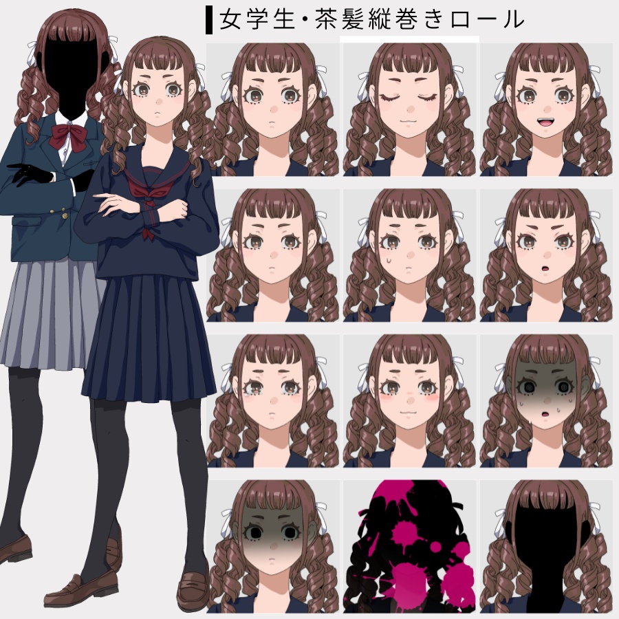 【無料あり】立ち絵素材 女学生6人 セット・単体あり