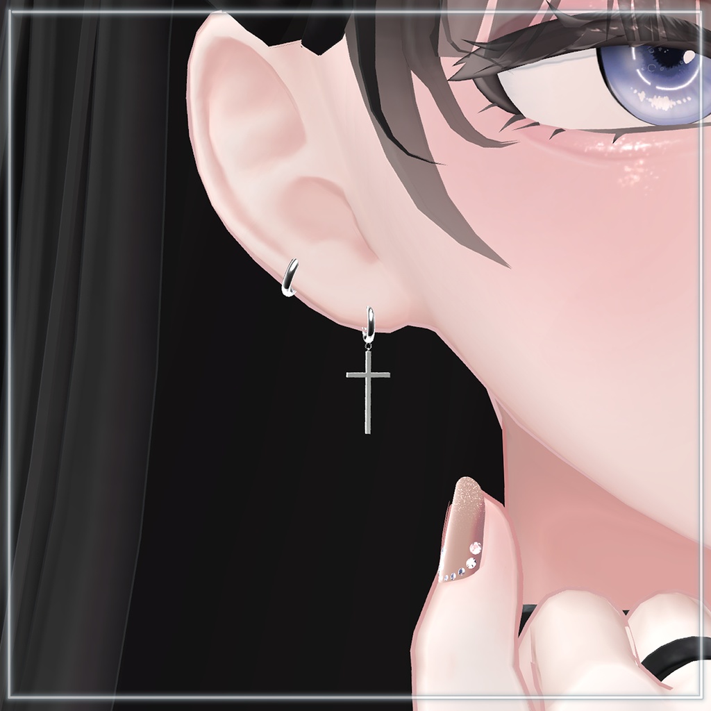 【7アバター対応】cross chain earrings