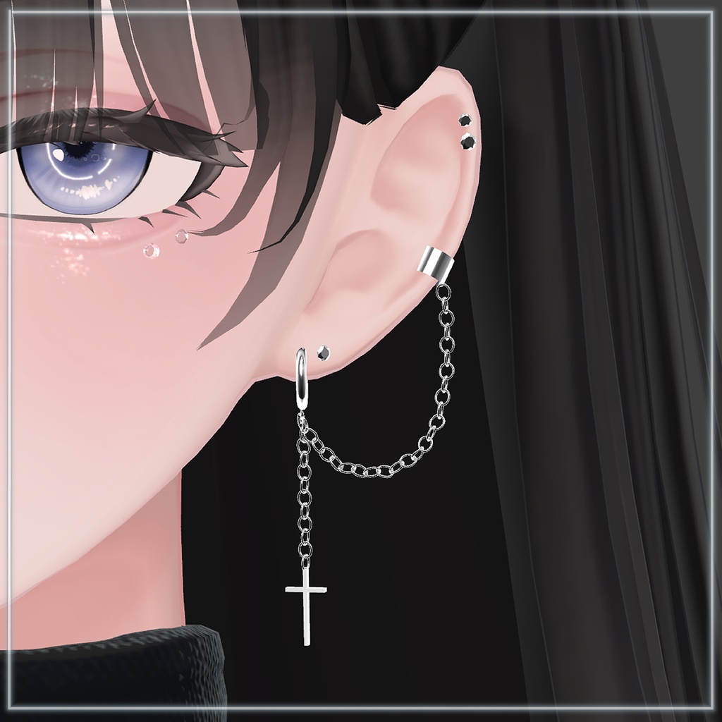 【7アバター対応】cross chain earrings
