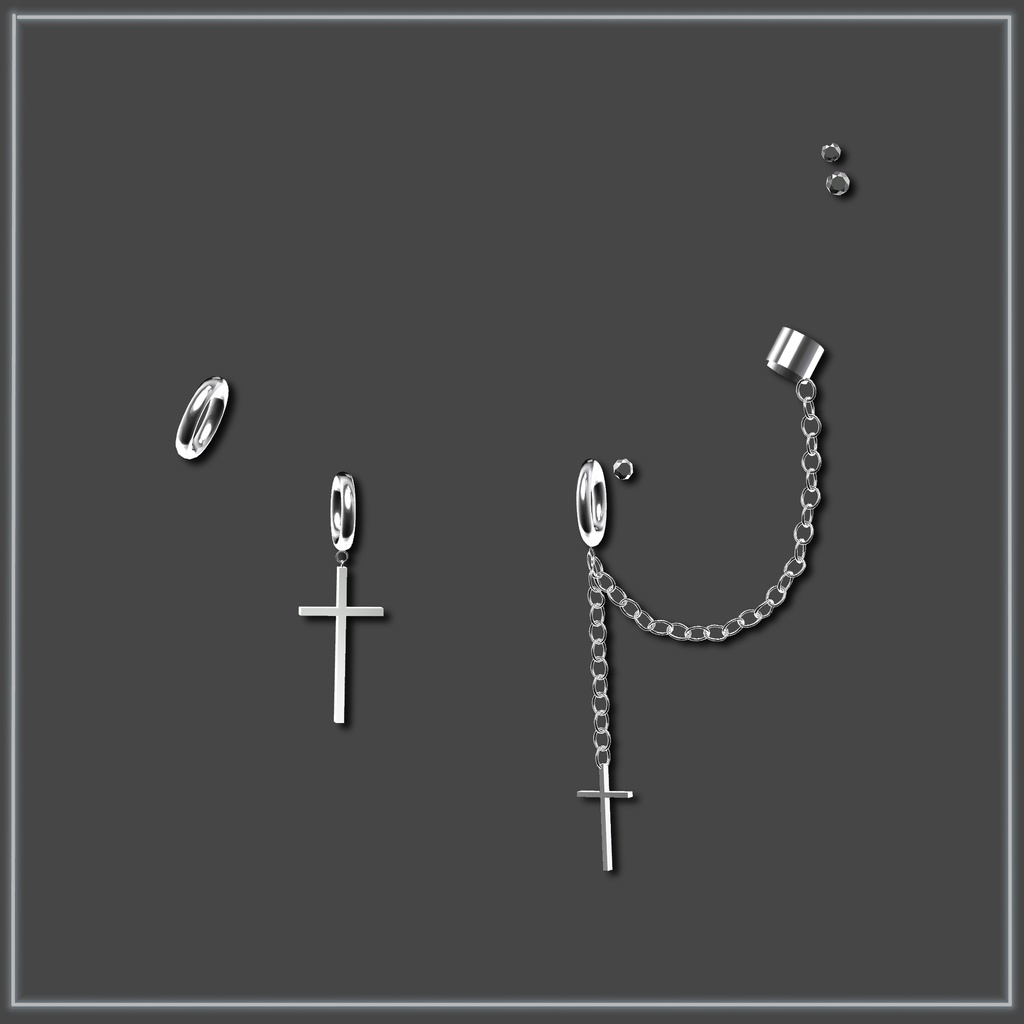 【7アバター対応】cross chain earrings